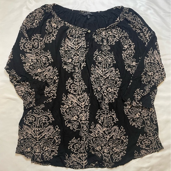 Lucky Brand Tops - Lucky Brand size 3X quarter sleeves black and tan blouse